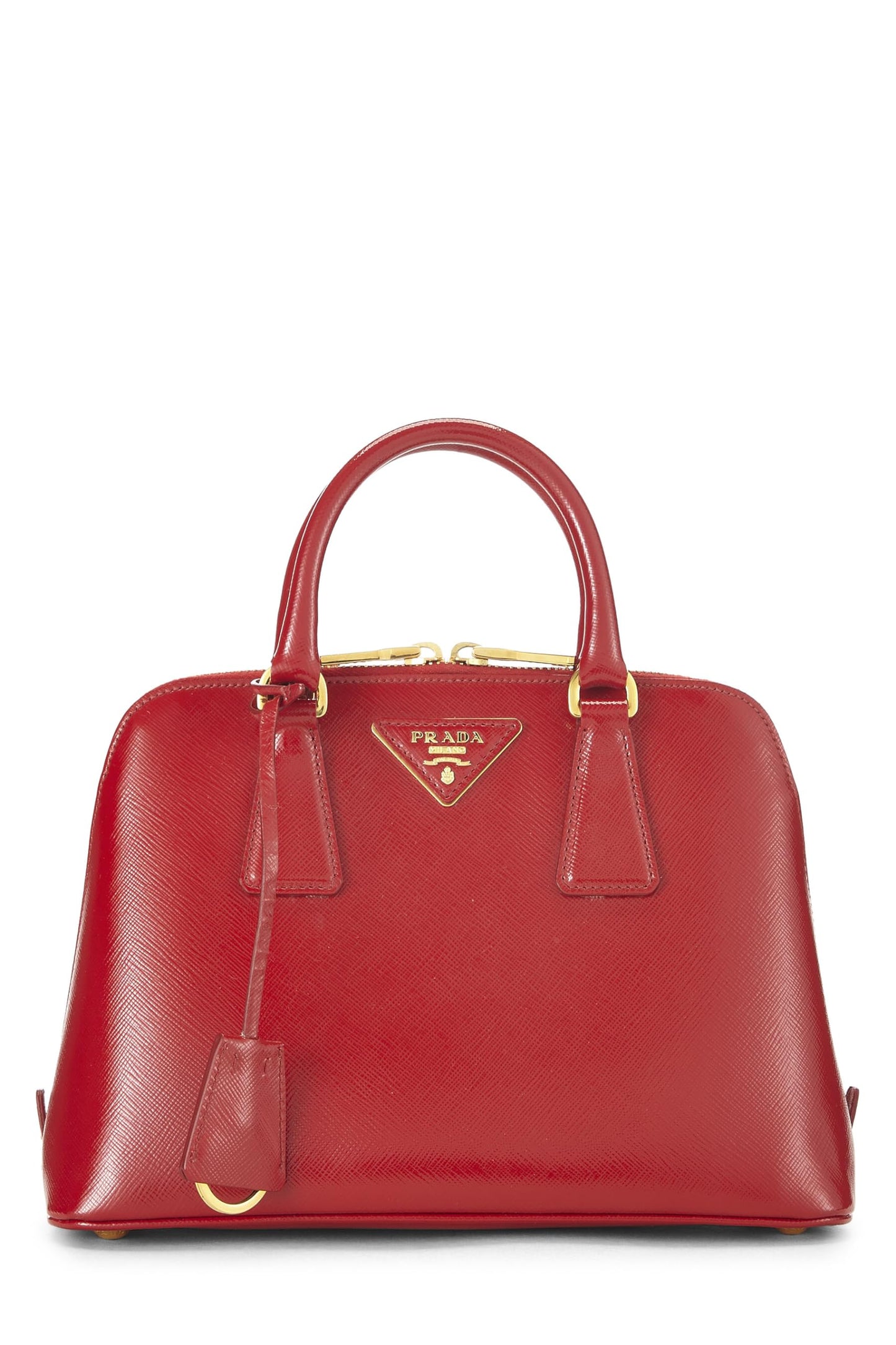 Prada, Promenade Vernice Saffiano Rouge d'occasion Small, Rouge