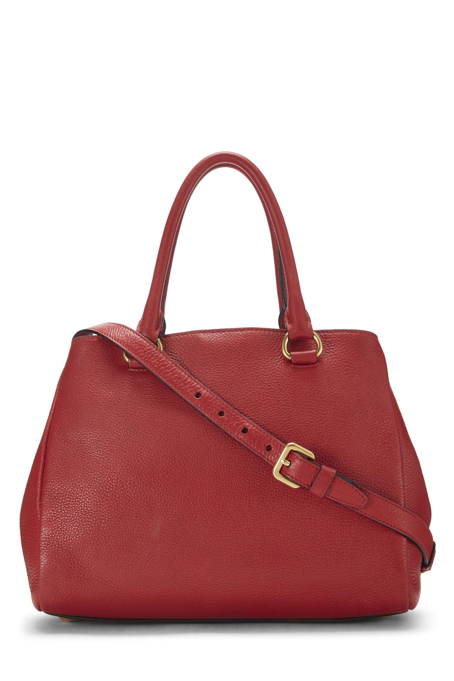 Prada, petit sac cabas convertible Vitello Daino rouge d'occasion, rouge