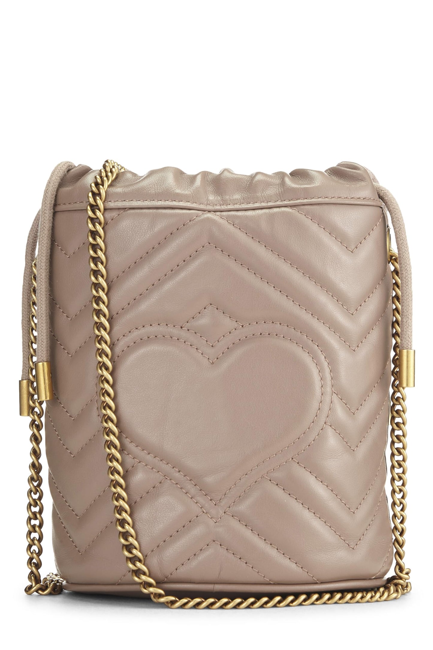 Gucci, Bolso bombonera pequeño con cadena 'GG' Marmont de cuero beige Pre-Loved, Beige