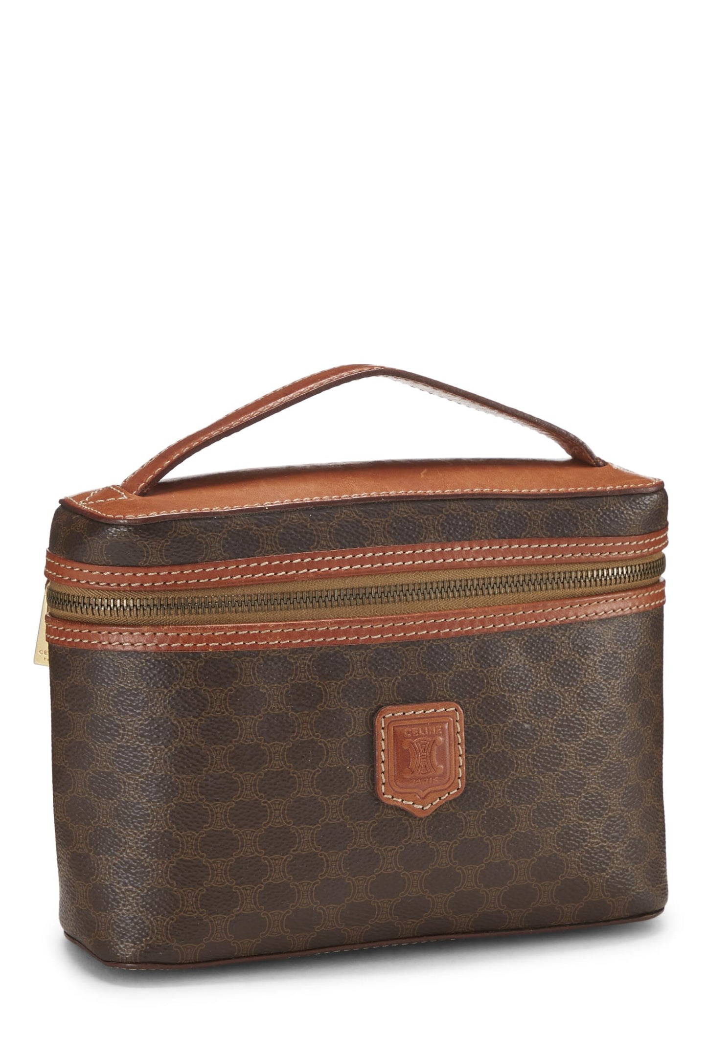 Céline, Trousse de toilette Macadam en toile enduite marron d'occasion, marron