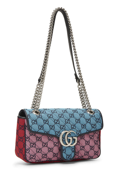 Gucci, sac à bandoulière Marmont en toile GG multicolore d'occasion, petit modèle, multicolore