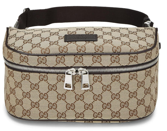 Gucci, pochette de taille en toile GG d'origine d'occasion, marron