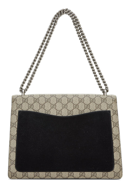 Gucci, Pre-Loved Black GG Supreme Canvas Embellished Dionysus Bag Medium, Black