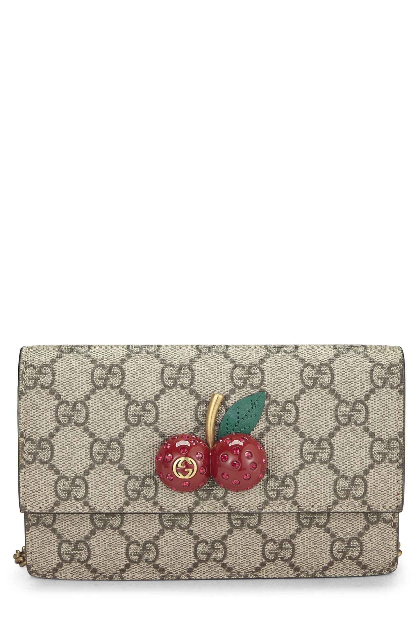 Gucci, pochette convertible mini en toile GG Supreme Cherry d'origine d'occasion, rouge