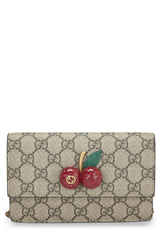 Gucci, pochette convertible mini en toile GG Supreme Cherry d'origine d'occasion, rouge