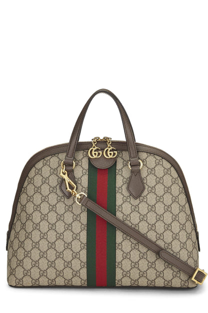 Gucci, sac à main Ophidia Dome Supreme GG Original d'occasion de taille moyenne, marron