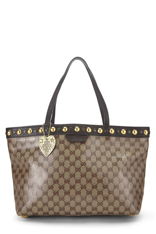 Gucci, Pre-Loved Original GG Crystal Babouska Shopping Tote Medium, Brown