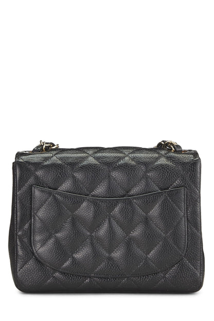 Chanel, Mini sac à rabat matelassé noir caviar d'occasion, noir