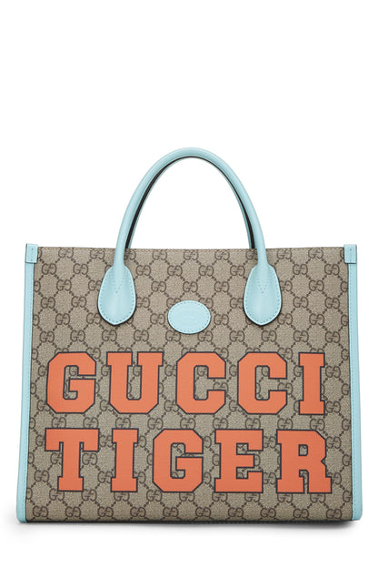 Gucci, sac fourre-tout en toile bleu GG Supreme à motifs tigres entrelacés, bleu