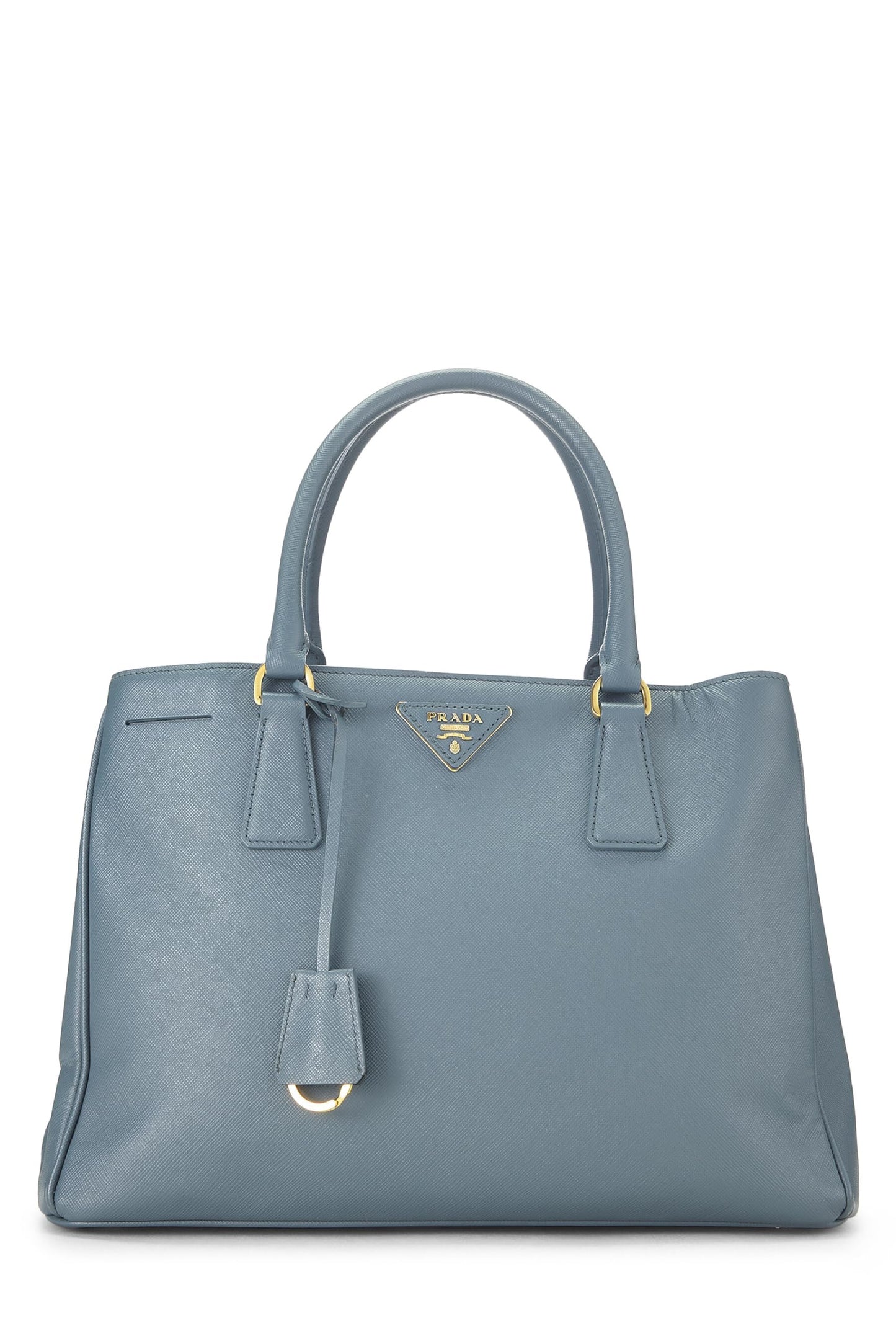 Prada, Bolso ejecutivo mediano Saffiano azul Pre-Loved, Azul