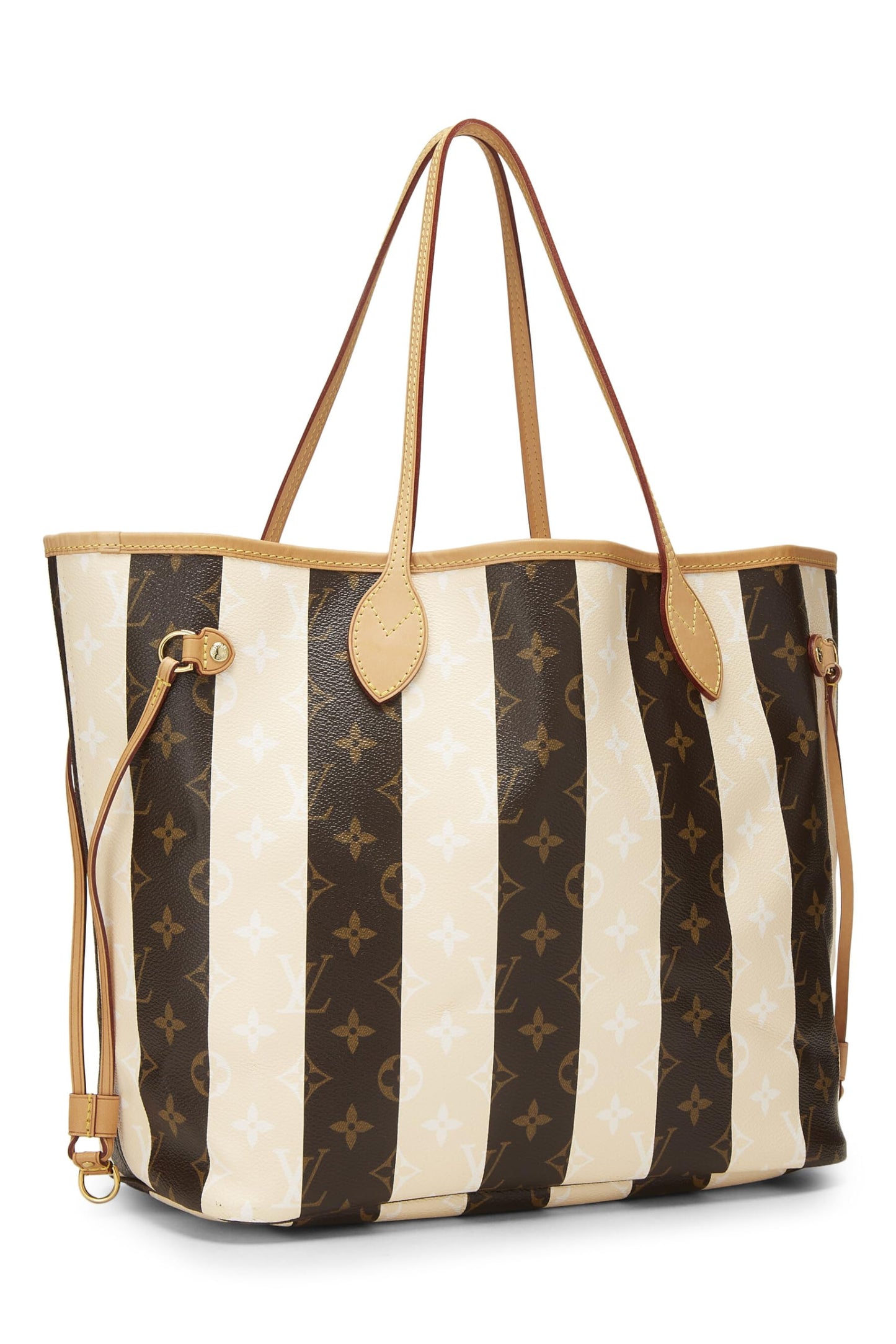 Louis Vuitton, toile Monogram d'occasion Rayures crème Neverfull MM, crème