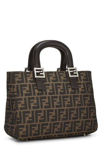 Fendi, sac à main en toile marron Zucca, petit modèle, d'occasion, marron