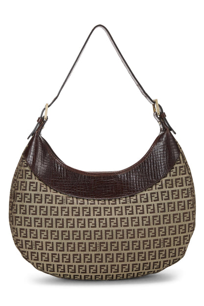 Fendi, sac hobo en toile marron Zucchino d'occasion, marron