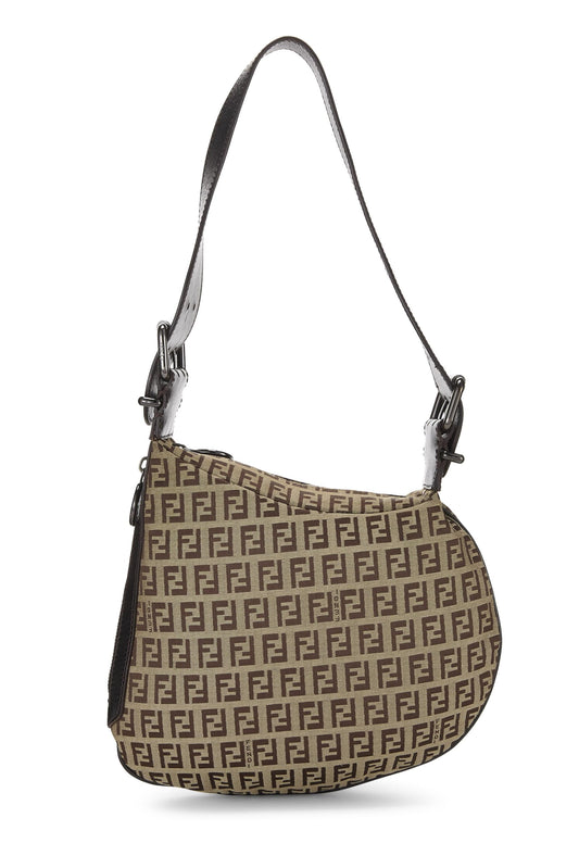 Fendi, sac à bandoulière en toile marron Zucchino d'occasion, marron