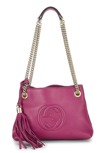 Gucci, Pre-Loved Purple Leather Soho Chain Tote Small, Purple