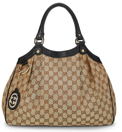 Gucci, sac à main Boston en toile GG noir d'occasion, noir