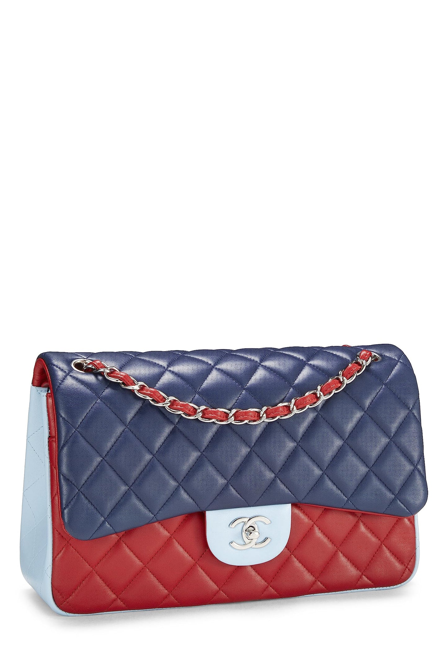 Chanel, Pre-Loved Jumbo de piel de cordero acolchada multicolor New Classic con doble solapa, Multi