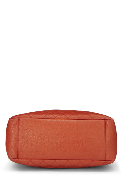 Chanel, Grand sac cabas matelassé orange Caviar d'occasion (GST), Orange