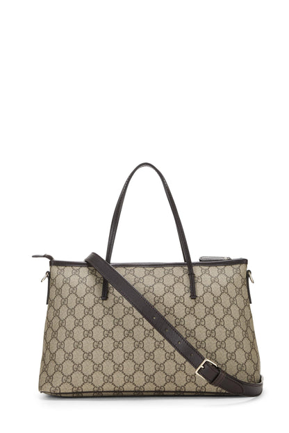 Gucci, sac fourre-tout zippé en toile GG Supreme d'origine d'occasion, marron