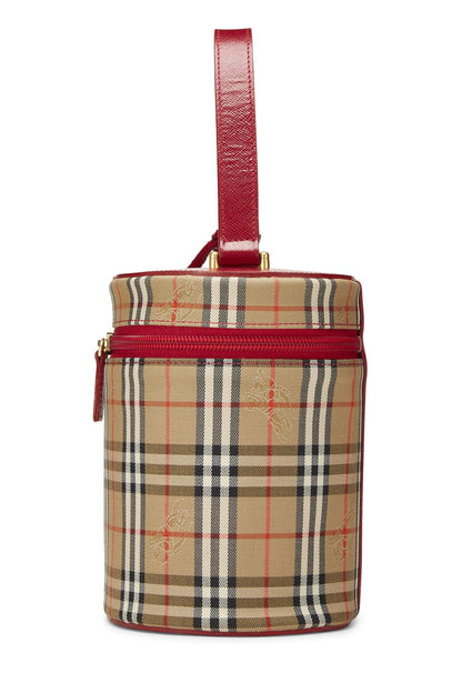 Burberry, Vanity en toile Haymarket rouge d'occasion, rouge