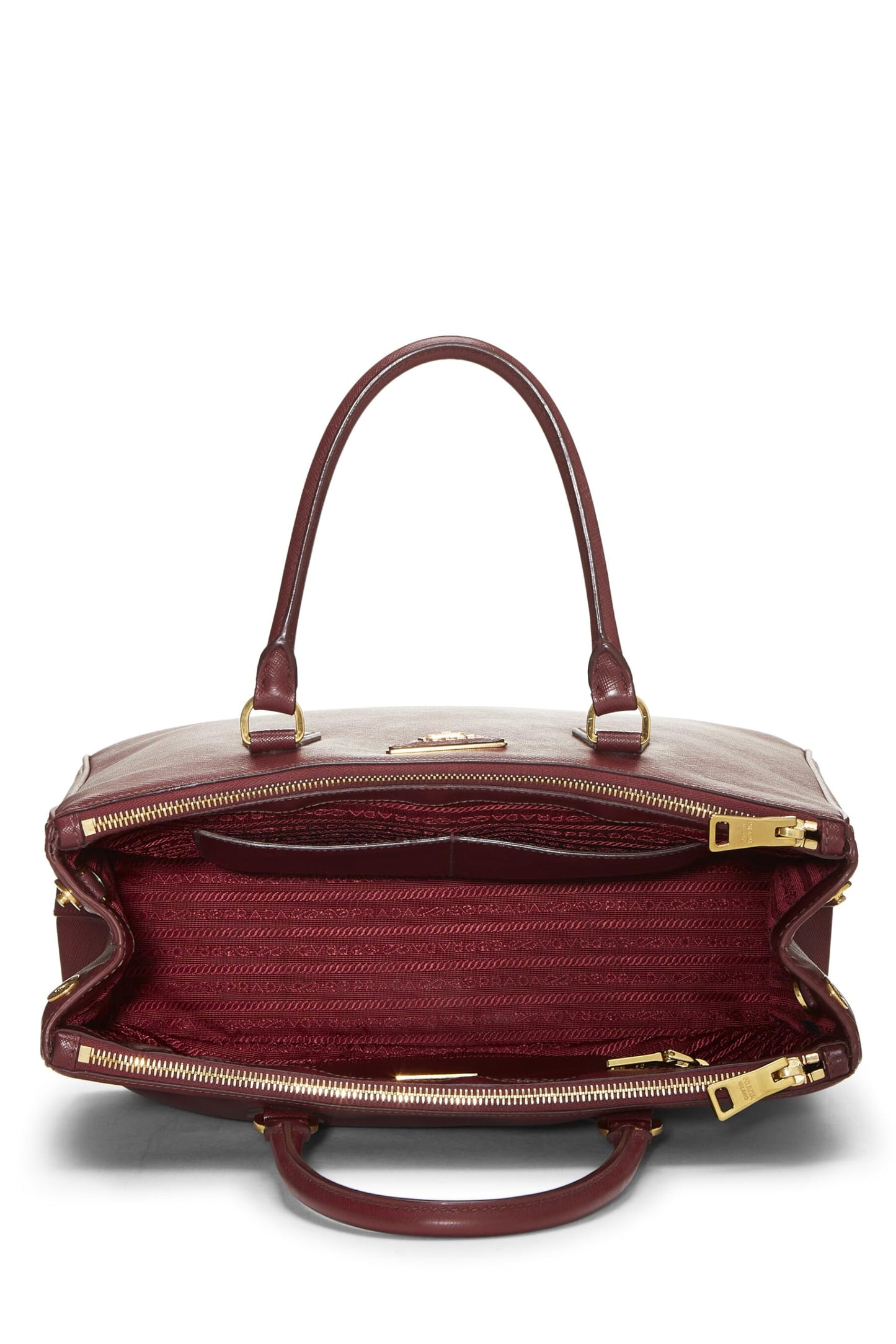 Prada, sac fourre-tout Executive moyen en saffiano bordeaux d'occasion, bordeaux