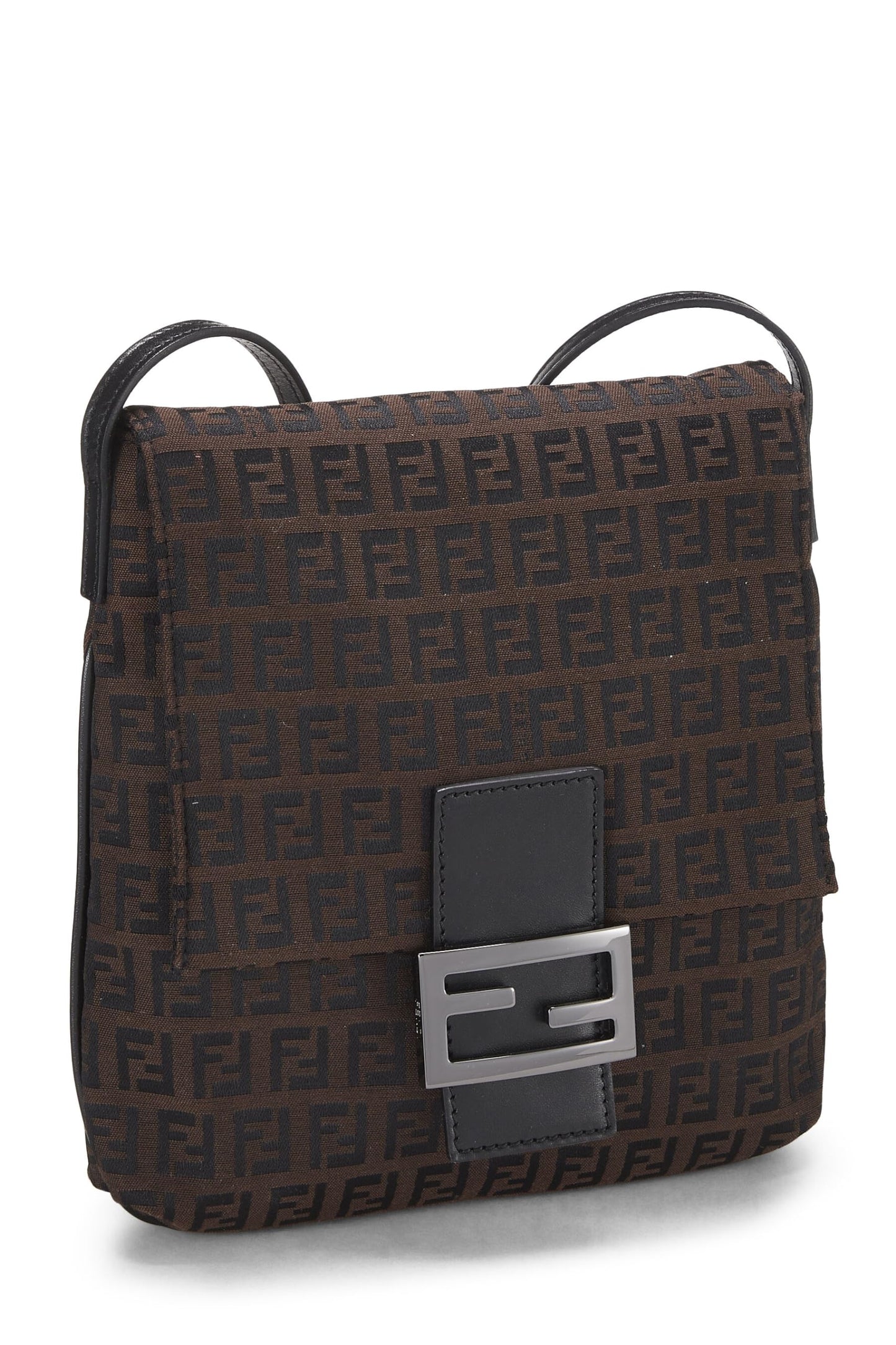 Fendi, sac messager tube en toile marron Zucchino Small d'occasion, marron