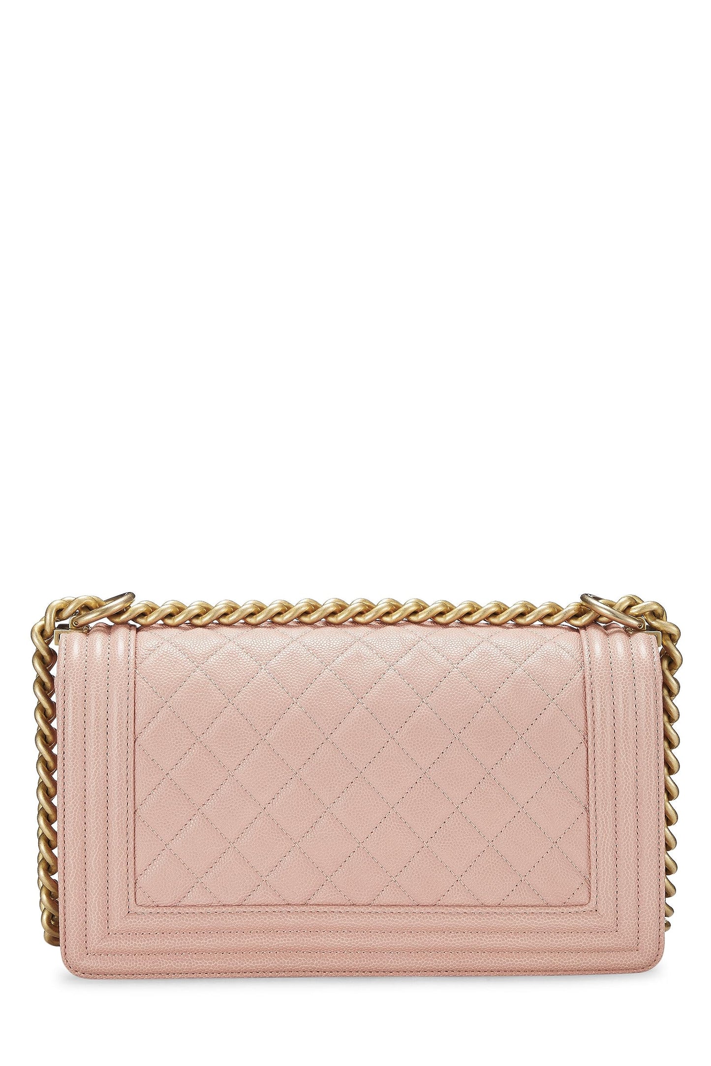 Chanel, sac Boy Caviar matelassé rose d'occasion de taille moyenne, rose