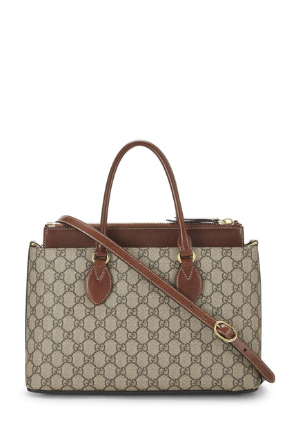 Gucci, sac fourre-tout à poignée supérieure en toile enduite GG Supreme marron d'origine d'occasion, marron