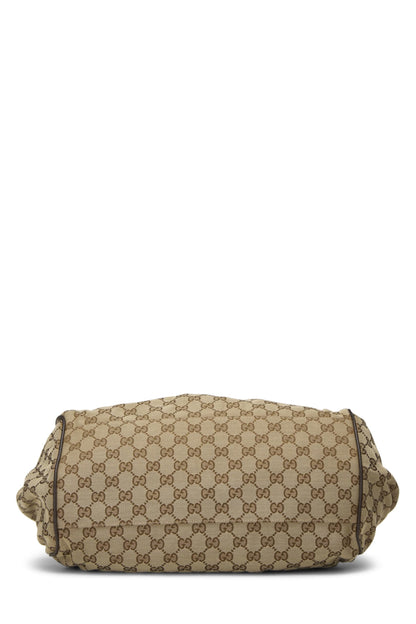 Gucci, sac à main convertible Sukey Boston en toile GG marron d'origine d'occasion, marron