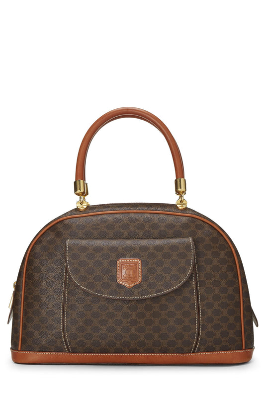 Céline, Pre-Loved Brown Coated Canvas Macadam Handbag, Brown