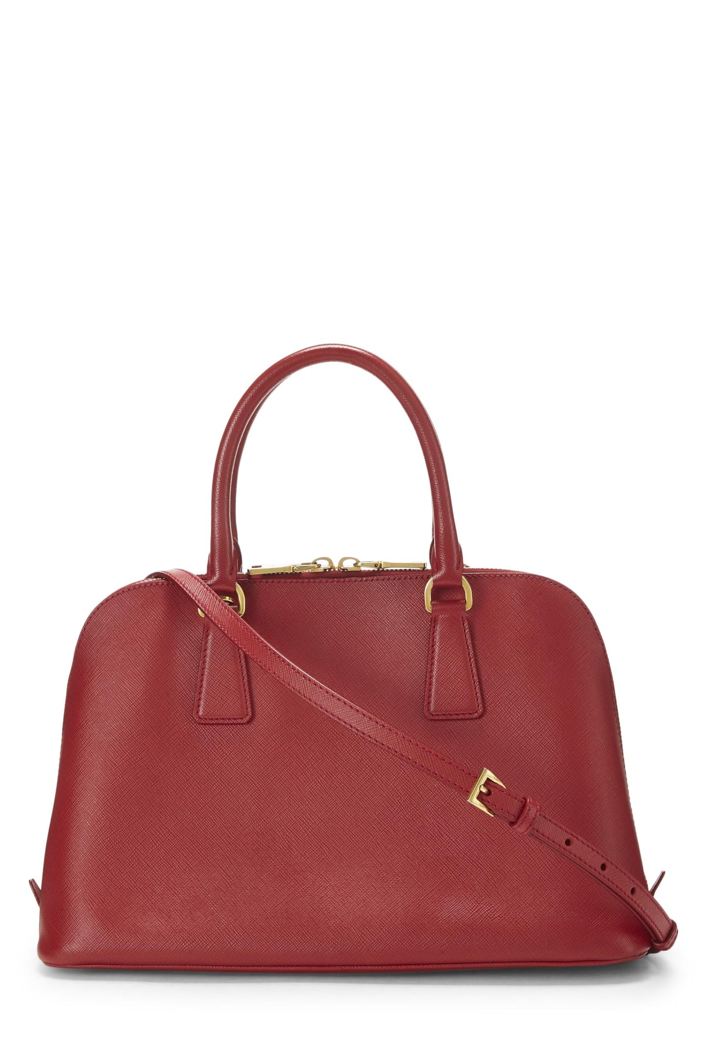 Prada, Pre-Loved Red Saffiano Promenade Pequeño, Rojo