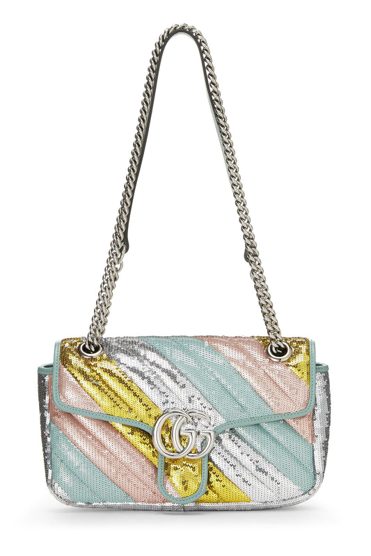 Gucci, Pre-Loved Multicolor GG Sequin Marmont Shoulder Bag Small, Multi