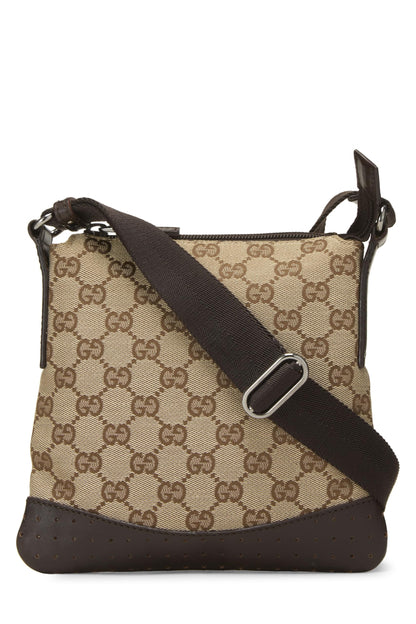 Gucci, Pre-Loved Original GG Canvas Perforated Messenger Small, Brown