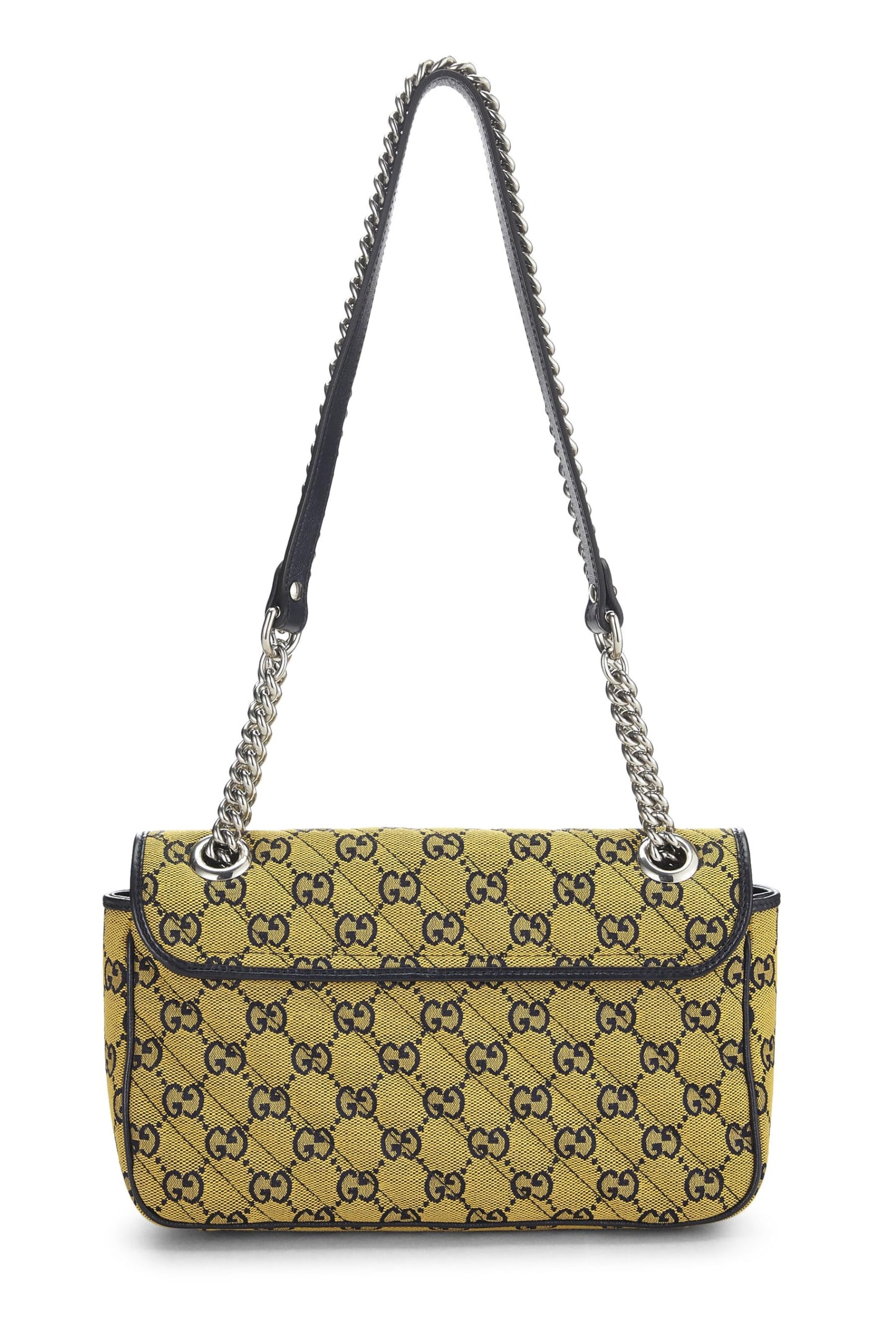 Gucci, sac à bandoulière Marmont en toile GG jaune d'occasion, petit modèle, jaune