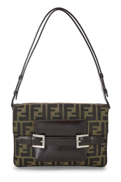 Fendi, sac à bandoulière en toile marron Zucca d'occasion, marron