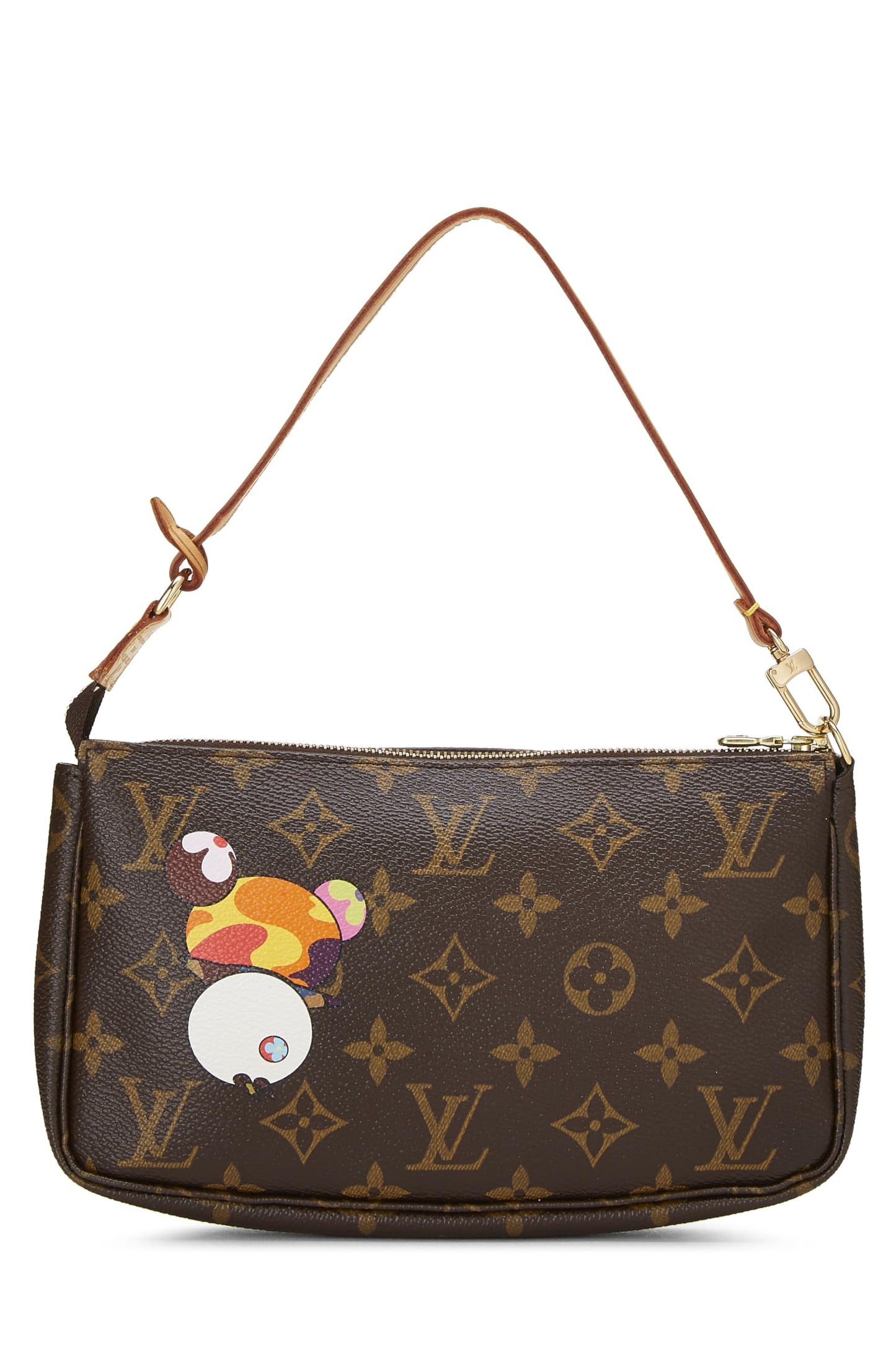 Louis Vuitton, Pre-Loved Takashi Murakami x Louis Vuitton Monogram Canvas Panda Pochette Accessoires, Brown