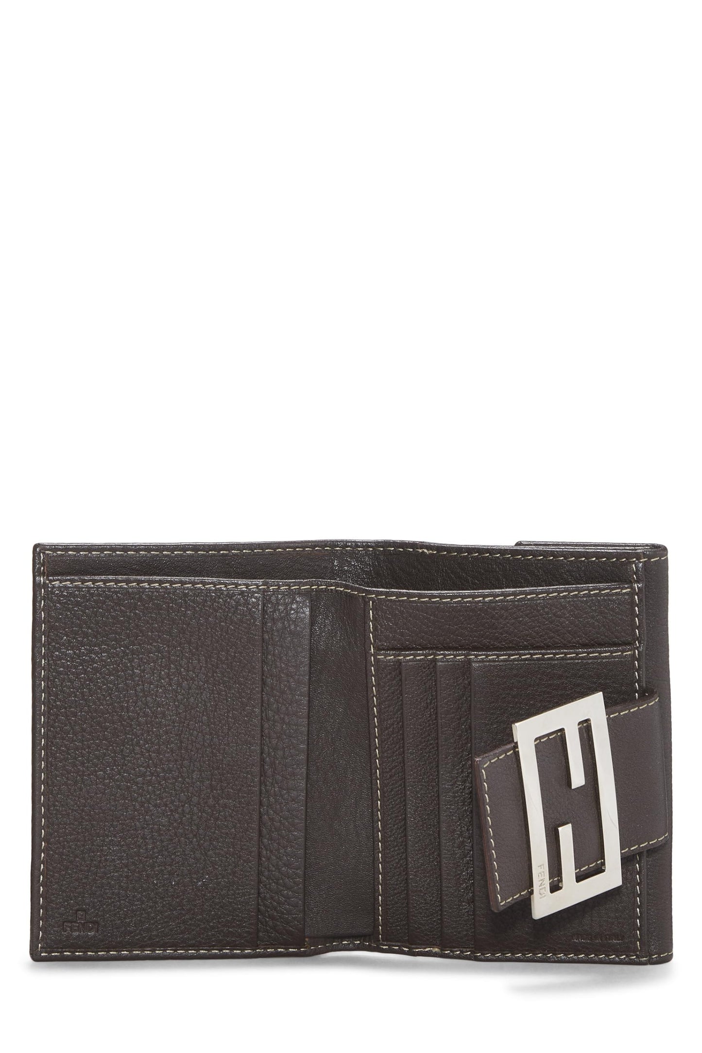 Fendi, portefeuille compact en toile marron Zucca d'occasion, marron