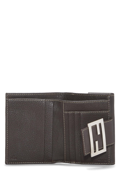 Fendi, portefeuille compact en toile marron Zucca d'occasion, marron