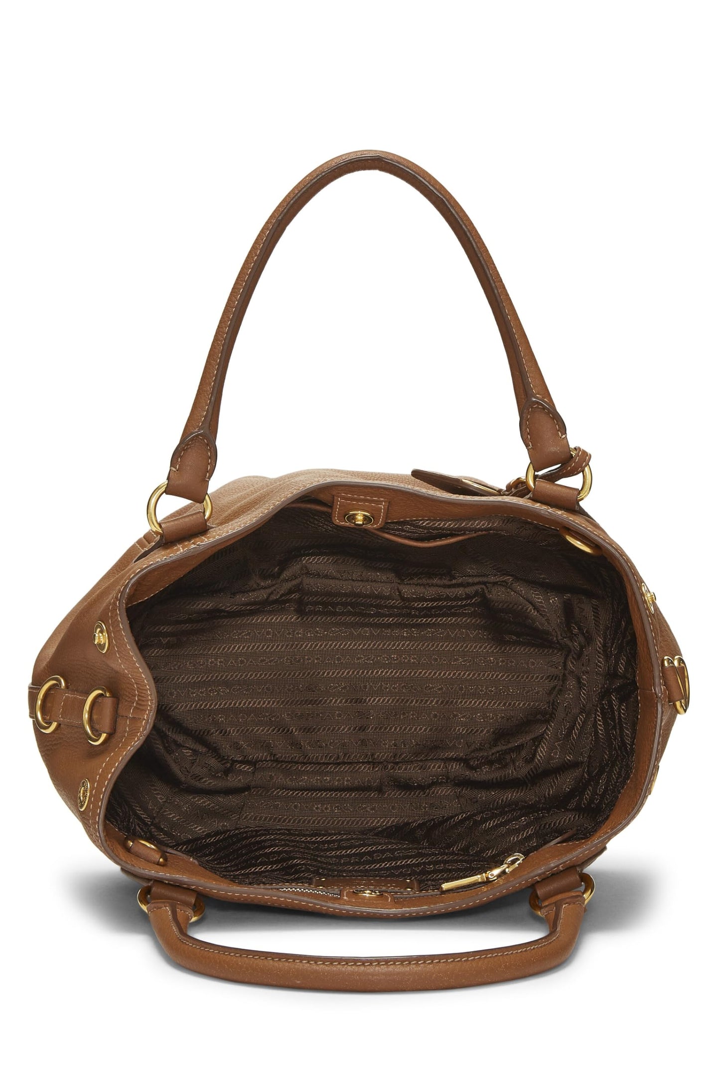 Prada, Pre-Loved Brown Vitello Daino Convertible Handbag Medium, Brown