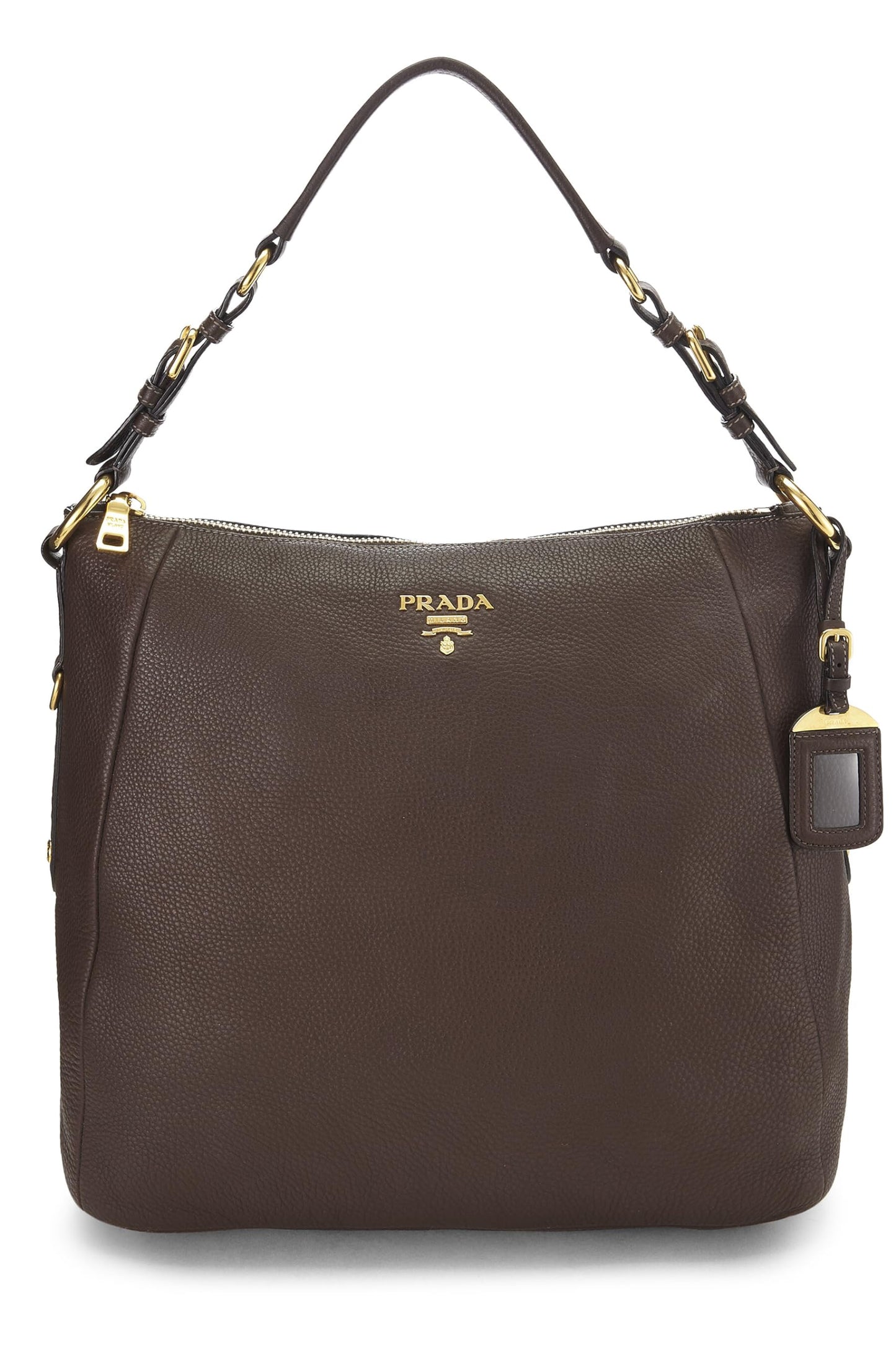 Prada, Pre-Loved Brown Vitello Daino Hobo, Brown