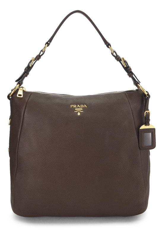 Prada, Pre-Loved Marrón Vitello Daino Hobo, Marrón