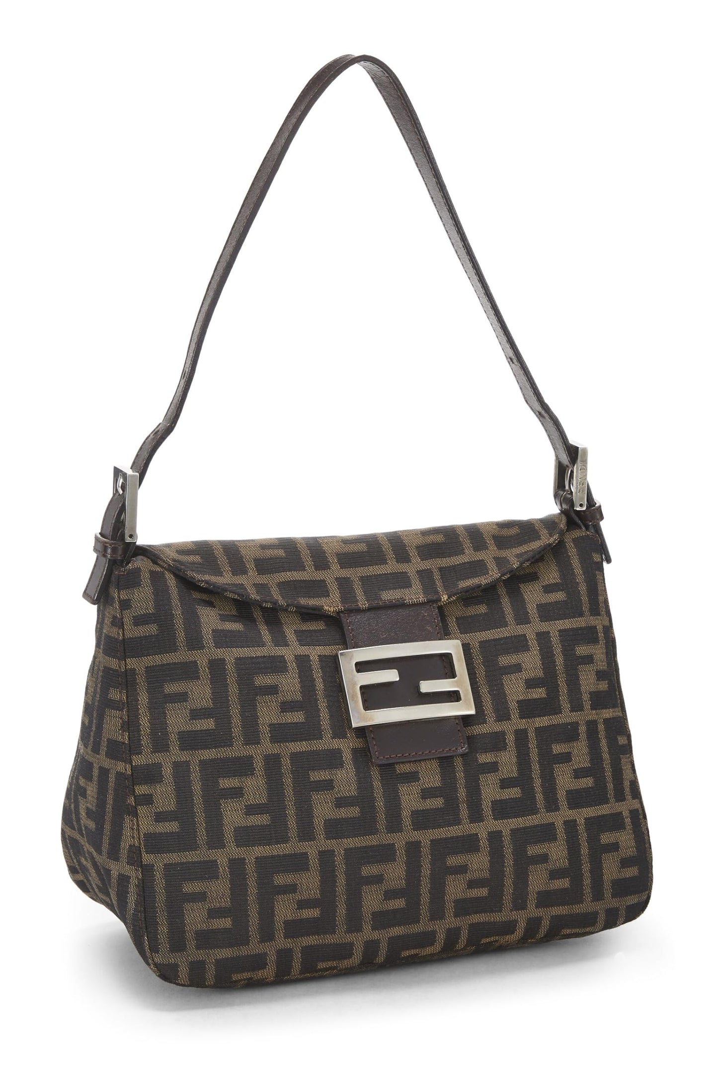 Fendi, sac à bandoulière en toile marron Zucca d'occasion, marron