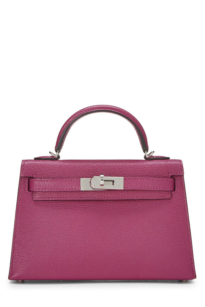 Hermès, Pre-Loved Rose Pourpre Chevre Kelly Sellier 20 Mini, Purple