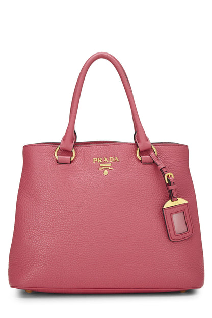 Prada, sac cabas convertible à poignée supérieure Vitello Daino rose d'occasion, rose