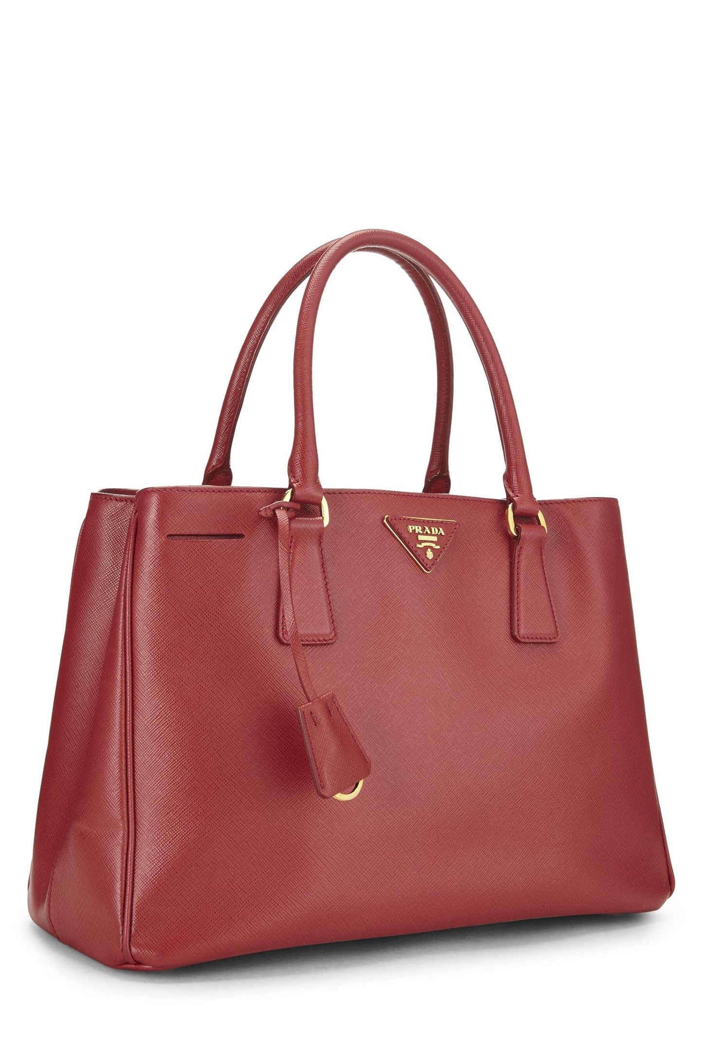 Prada, grand sac fourre-tout exécutif en saffiano rouge d'occasion, rouge