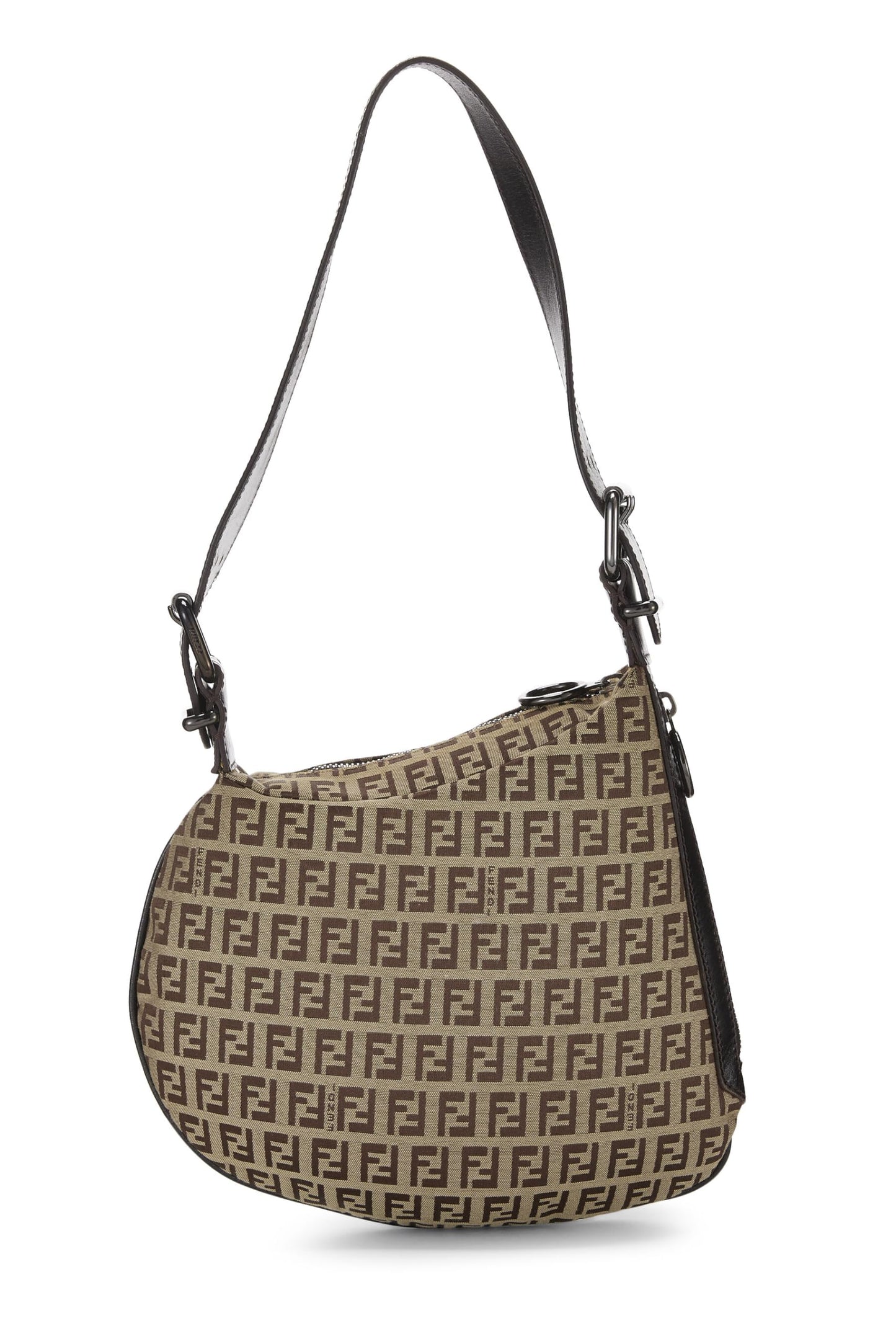 Fendi, sac à bandoulière en toile marron Zucchino d'occasion, marron