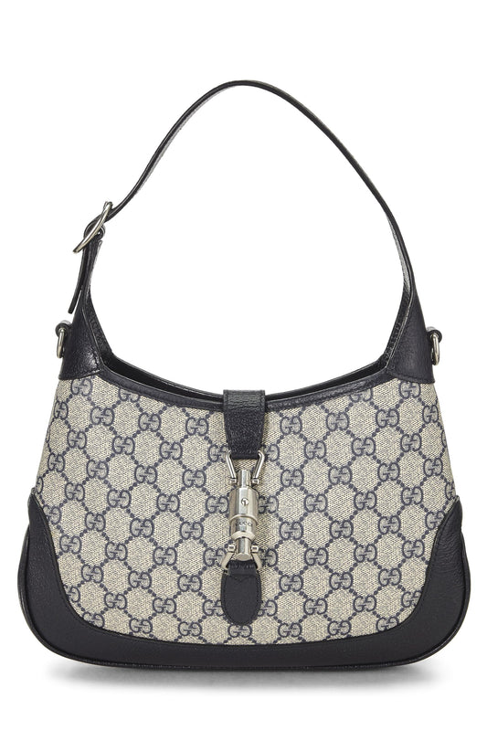 Gucci, sac à bandoulière Jackie en toile bleu marine GG Supreme d'occasion, bleu marine