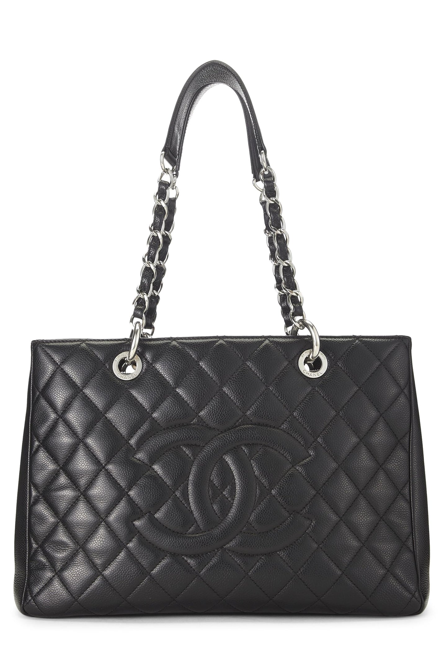 Chanel, Pre-Loved Black Quilted Caviar Grand Shopping Tote (GST), Black