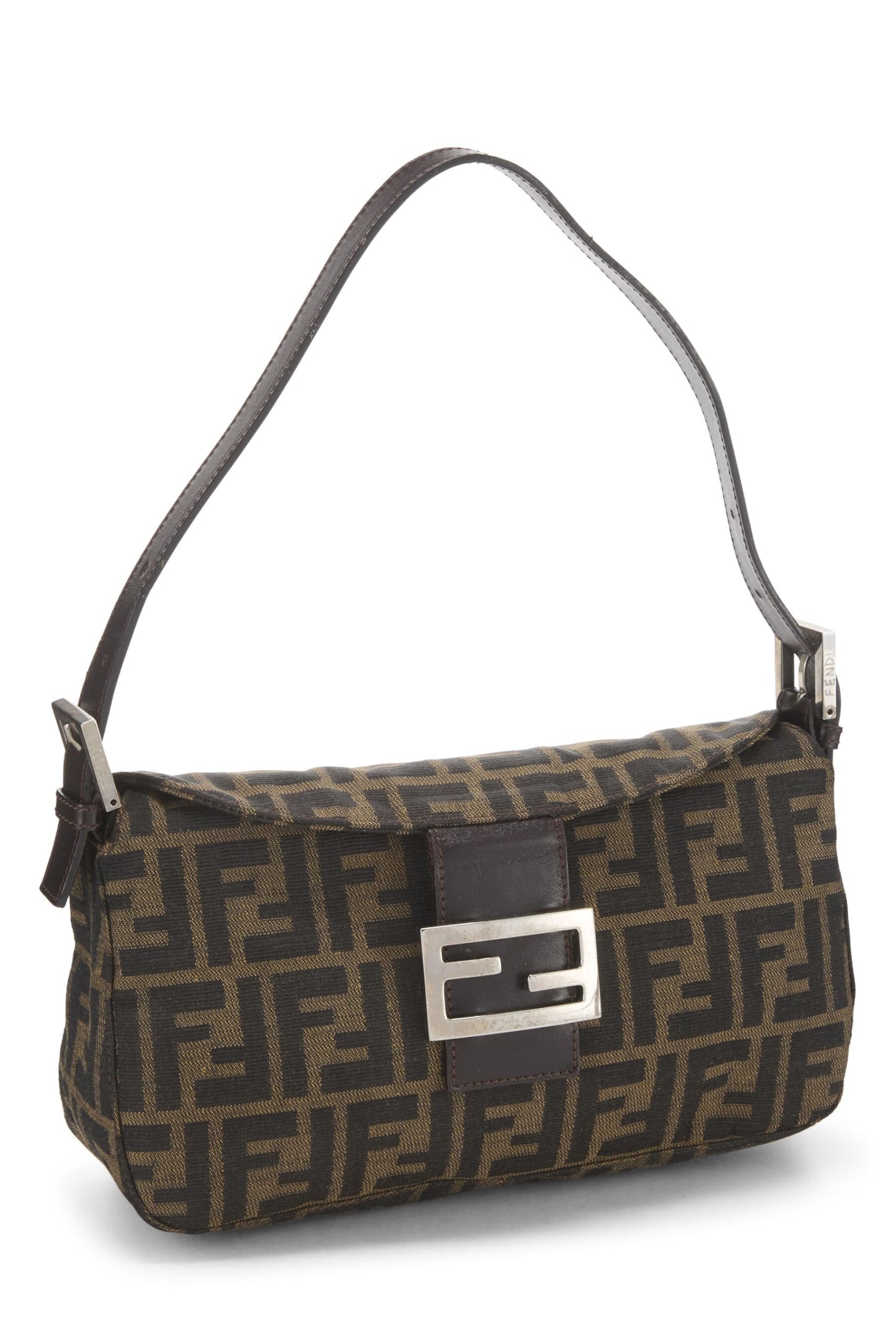 Fendi, sac à bandoulière en toile marron Zucca d'occasion, marron