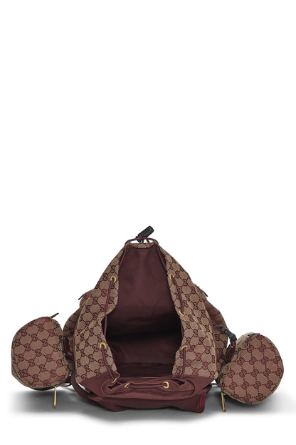 Gucci, Pre-Loved Burgundy GG Canvas Alpina Trekking Backpack, Burgundy